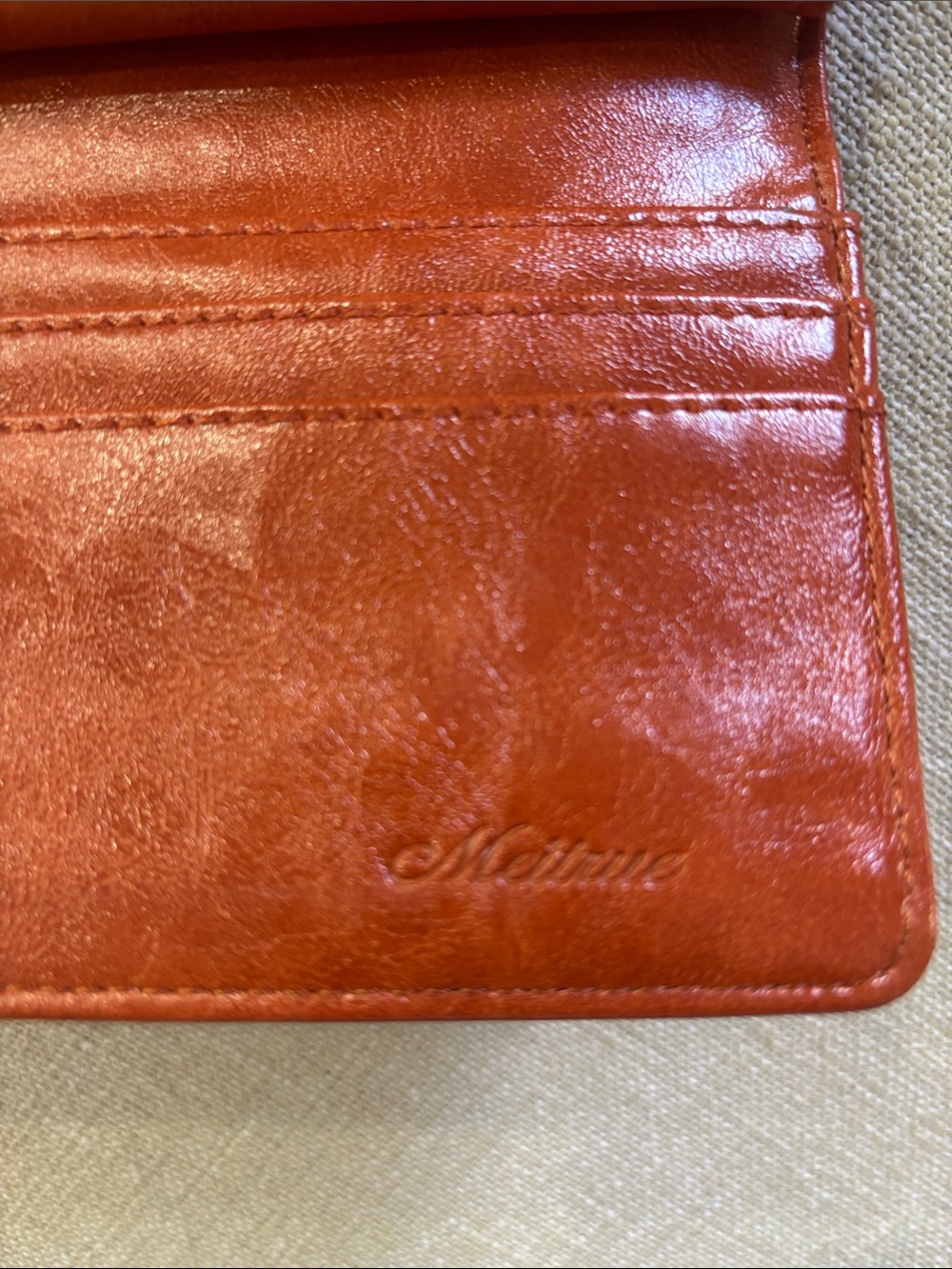 Embossed Leather Fold-Over Wallet - Rust - Picture 5 of 5